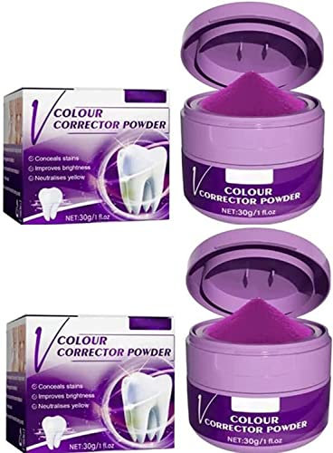 Corrector de Dientes Morado Para Blanquear en Polvo - Eliminación de Manchas Dentales, Para Todo Tipo de Dientes (2 Unidades)