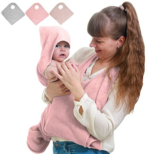 Tyuodna Babyhandtuch mit Kapuze, Kapuzenhandtuch Baby aus 100% Baumwolle,Baby Handtuch Kapuze Saugfähig,Baby Badetuch Schürzen Weich & Super,Personalisierte Geschenke Baby,Unisex (Rosa)
