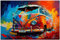 Printonia Leinwandbild 120x80cm Volkswagen VW-Bus Bulli T1 Transporter Buli Oldtimer Abstrakt Grafik Art Automobil Bilder Deko Dekoration Wandbild Kunstdruck