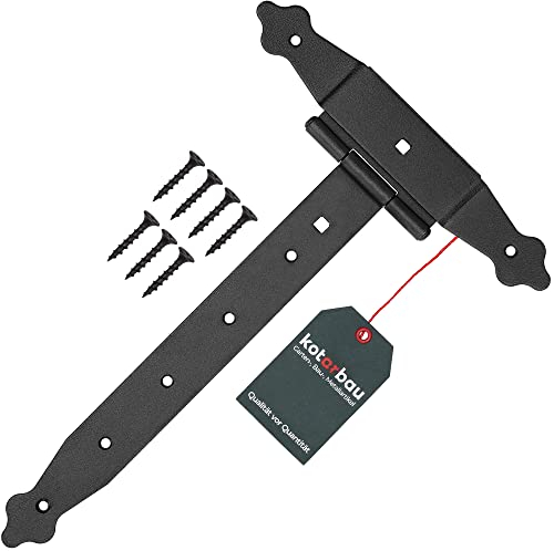 KOTARBAU® Kreuzgehänge 300 mm Ladenband Scharnier Band Platte Baubeschlag Torbeschlag Holzverbindung Werfgehänge T-Scharnier T-Band Pulverbeschichtet