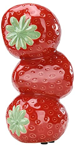 Erdbeervase für Blumen, Niedliche Keramik-Erdbeer-Dekovase, Vintage-inspirierte Erdbeervase, Dekorative Keramikvase, Kreatives Obst-Erdbeer-Blumenarrangement für die Heim- und Küchendekoration(Rot)