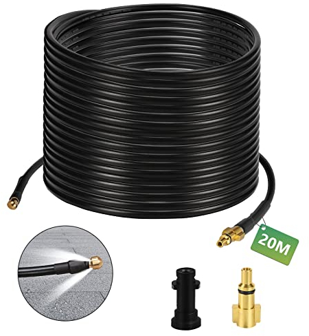 Sonnewelt 20M Tubi per Idropulitrici, 180bar, Sonda Sturatubi per Idropulitrice K2 K3 K4 K5 K6 K7, Accessorio per idropulitrici con Ugello, Tubo di Prolunga Quick Connect