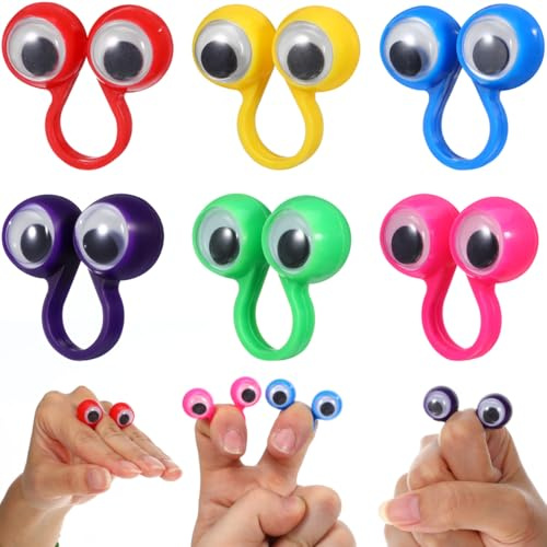 Vaguelly 10 StüCk Fingerspielzeug Mit Beweglichen Augen | Pädagogische Fingerpuppen, bunte Fingerringe für kreatives Lernen & Rollenspiele, Geschenk für Kinder ab 3 Jahren.