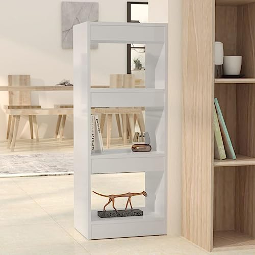 CKioict Eckvitrine Modernes Standregal Wohnzimmermöbel Bücherregal/Raumteiler Hochglanz-Weiß 40x30x103cm Holzwerkstofffür Wohnzimmer, Schlafzimmer, Büro