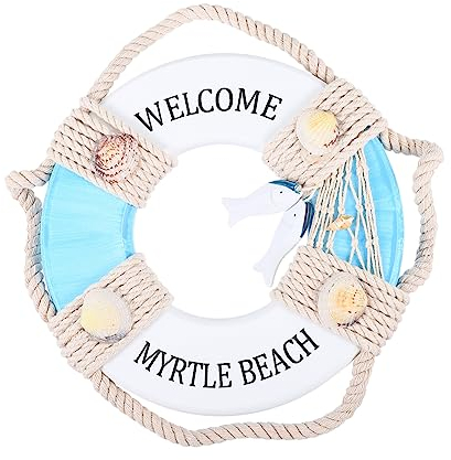 Cabilock Haushalt Kunst Hängen Ornament Holz Rettungsring Decor Sicher 23cm Schwimmen