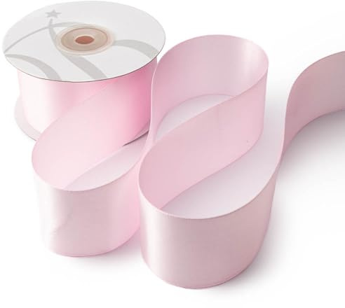 Nastro Doppio Raso 40mm X 25 Metri per Artigianato, Natale, Decorazioni, Adatto Per confezionare Regali, Feste di Compleanno, Matrimoni, Bomboniere (Rosa)