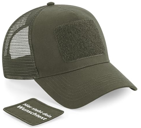 Kiwistar Cap - personalisiert mit Wunschtext - Patch zum Austauschen - Military Green - farbig - individuell anpassen mit Namen, Wunschtext, Bild - Unisex - Geschenk, Freunde, Baseballkappe, Trucker