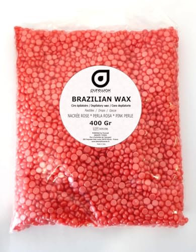 Purewax - Brasilianisches Wachs, Rosa, Premium für streifenfreie und schmerzfreie Haarentfernung, neue cremige und hochelastische Formel, 400 g