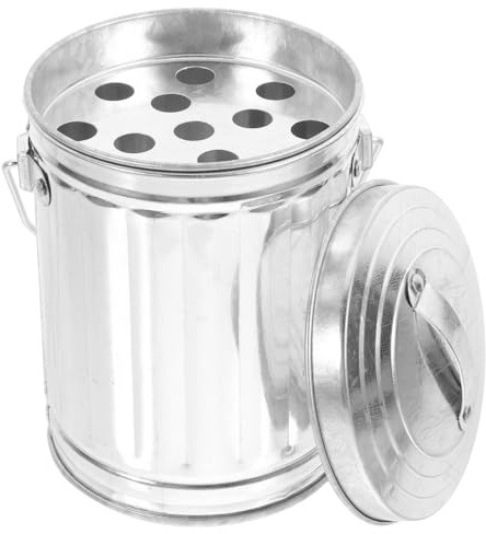 Amosfun Mini Pattumiera Da Tavolo in Metallo Con Coperchio Cestino Per Rifiuti Da Scrivania Per Ufficio Casa E Bagno 4.33 X 3.07 X 3.07 in