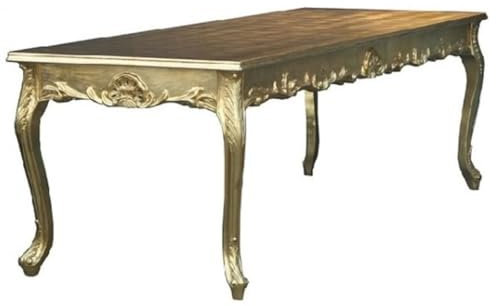 Casa Padrino Table à Manger Baroque avec Plateau en Verre Or 140 cm - Meubles de Salle à Manger baroques