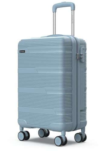 NUMADA - Handgepäck Koffer 55x40x20cm (38,4L) Upfly T10 XS mit Zahlenschloss und 4 doppelten 360° Rädern. Handgepäck leicht mit Inneneinteilung | Blau