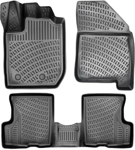 Rizline Passgenau 3D Fussmatten kompatibel mit Dacia Duster 4x2 2018-2022 Passgenau Fussmatten Auto Zubehör 1. Und 2. Reihe TPE Allwetter Geruchlos rutschfest Vorne und Hinten