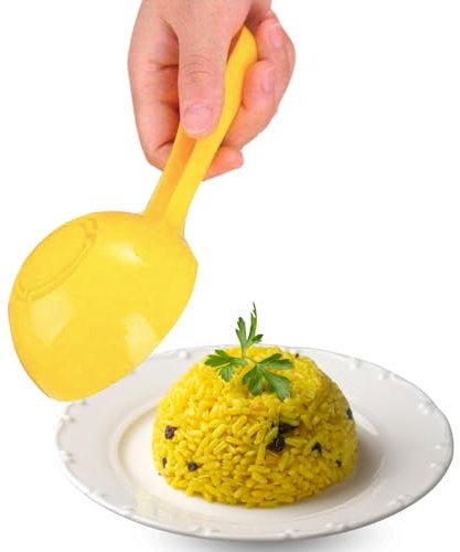 CHEFZOCO Cuchara de Arroz, Molde Antiadherente para Cuchara de Arroz, Cuchara de Bola de Arroz, Cuchara molde de arroz, Bola de 8 cm diámetro x 4 cm fondo, Libre de BPA, Antiadherente, Amarillo