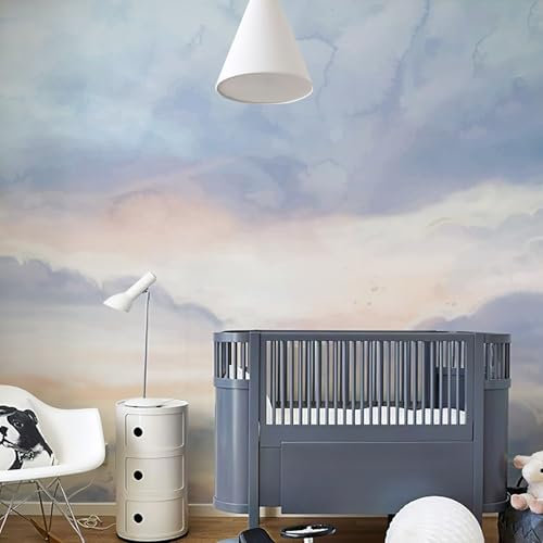 Blauer Himmel Weiße Wolken Fototapete Wandbild Peel and Stick Wallpaper Selbstklebende Morgenhimmel Tapete für Schlafzimmer Wohnzimmer Badezimmer