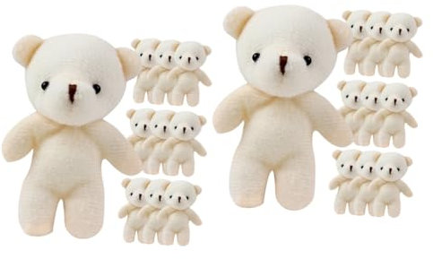 KOMBIUDA 30 Pièces Pendentif Ours Petits Ours en Peluche Porte-clés Ours en Peluche Petite poupée Ours Plush Plush Accessoire Porte-clés Suspendu décor d'ours Coton PP Blanche