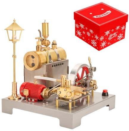Rxbycxshi Kit motore a vapore con caldaia generatore di corrente stradale lampada RETROL SE-02 Mini metallo modello a vapore orizzontale motore Natale 2024 regalo