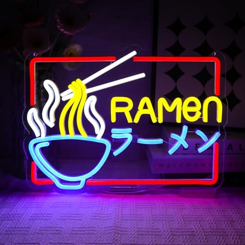 OYCGZV Ramen Neon Schild Bunts Led Neonschild Wand Japanisches Leuchtschilder Nudeln Led Schild für Ladenschildern Ramen-Laden Küche Wohn-Esszimmer Brunch Party Wandkunst Home Geschenke