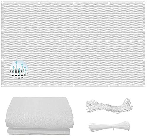 Large Rectangle Sun Shade Sail 2.2m x 3.8m Heavy Duty HDPE Fabric 95% UV Block Sun Shade Cover with Eyelets and Ropes for Beach Pool Terrace Balcony White
