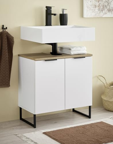 moebel-dich-auf Badezimmer Waschtisch 60 cm Badmöbel Aspen Weiß matt