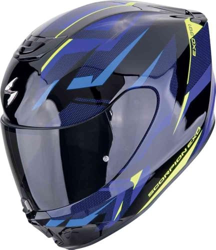 MC Exo-391 axxos Azul Amarillo Scorpion,Casco de Moto Integral Unisex Hombre y Mujer Homologado ECE 22.06 (M)