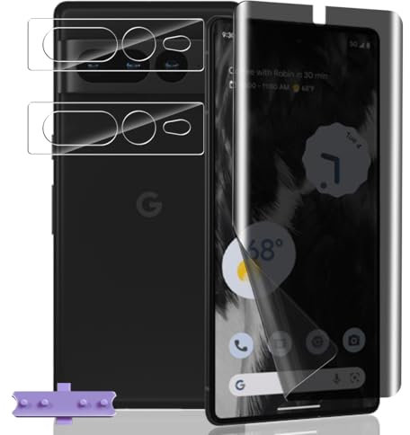 Yieehhow Sichtschutz Schutzfolie für Google Pixel 7 Pro, [1 Stück] Anti-Spy Weich TPU Folie und [2 Stück] Kameraschutz Panzer Schutz Glas, Privacy Flexible Displayschutzfolie für Google Pixel 7 Pro