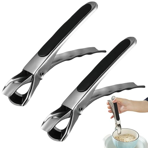 Esshogo Anti-scalding tongs, kitchen retriever, oven tongs, anti-scalding tongs, kitchen retriever tongs, stainless steel non-slip, gripper bowl pan