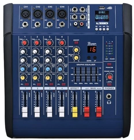 Controllore DJ Paulkitson 402D Mixer audio professionale a 4 canali con amplificatore audio Console di missaggio con alimentazione Phantom 48V Tavolo audio USB