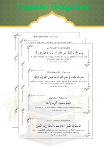 12 Stück Tägliche islamische Dua-Aufkleber in arabischer und deutscher Sprache Heimdekoration Sunnah Dua für Kinder Erwachsene
