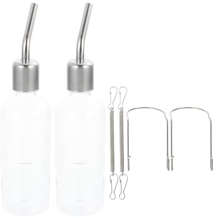 BESPORTBLE Lot de 2 Bouteilles d'eau Suspendues pour Lapins, Chinchillas et Cochons d'Inde, Plastique Transparent Tétine en Acier Inoxydable, Abreuvoir Étanche pour Cage Intérieure