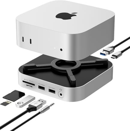 NOVOO - Estación de Acoplamiento y Soporte 9 en 1 Mac Mini Hub USB C Compatible con Mac M4
