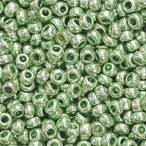 Gütermann / KnorrPrandell 3104419 - Indianerperlen opak 2,5mm grün-metallic, 17 g/Dose