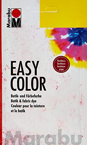 Marabu 17350022034 - Easy Color bordeaux, 25 g Batik- und Handfärbefarbe für Baumwolle, Leinen, Seide und Mischgewebe, handwaschbar bis 30°C, sehr gute Lichtechtheit, nicht kochecht