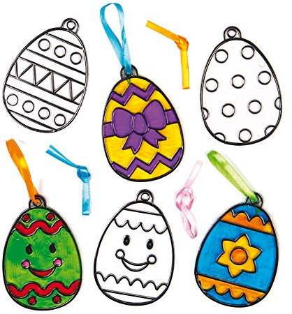 Baker Ross Suncatcher-Anhänger-Bastelsets „Osterei“ aus Acryl für Kinder zum Bemalen – Kreatives Bastelset für Kinder (8 Stück), sortiert