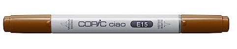 COPIC Ciao Marker Typ E - 15, Dark Suntan, vielseitiger Layoutmarker, mit einer mittelbreiten und einer Brush-Spitze