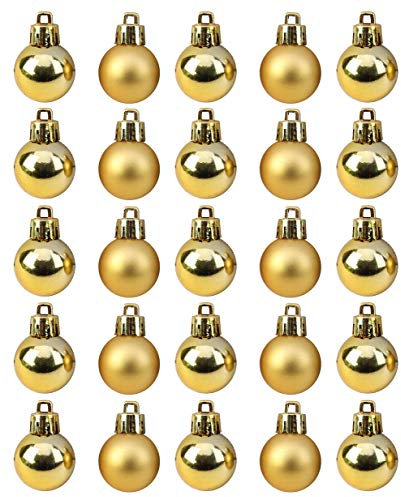 25 x 30 mm brillante y mate pequeñas bolas de árbol de Navidad – dorado