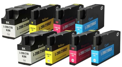 vhbw 8X Tintenpatronen kompatibel mit Lexmark OfficeEdge Pro 5500, Pro 5500T Drucker - Set Cyan, Magenta, Yellow, Schwarz + Chip (Kompatibel)