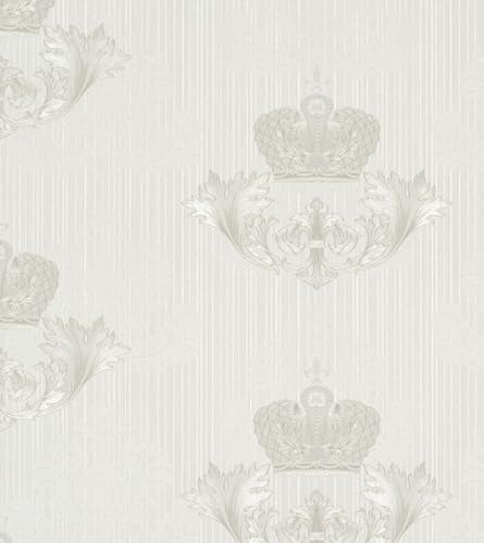 Harald Glööckler Imperial Barock Tapete 54857 - Creme mit Kronenmotiv