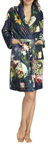 Essenza Bademantel Fleur Nightblue, XS, 100% Polyester, Blumen Pfingstrosen Tulpen
