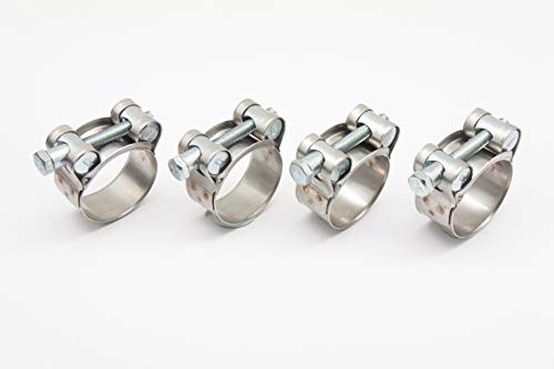 Autobahn88 Stainless Steel Hose T-Bolt Clamp, for Hose OD=1.28-1.4 (32-35mm), for Fuel Pump, Filter, Hose, Plumbing (Pack of 4)