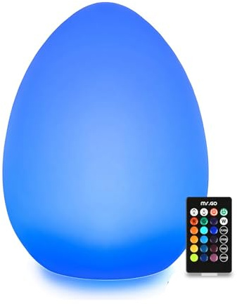 Mr.Go 11 LED Egg Lamp Color Changing Mood Light, Rechargeable Egg Night Light Table Lamp Ambient Lighting with Remote Control, 16 Dimmable RGB Colors, 4 Lighting Effects, Waterproof