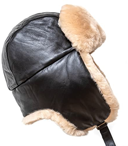 Reissner Lammfelle Fliegermütze SCHIWAGO aus Lammfell Braun XS (Kopfumfang 52/53cm)