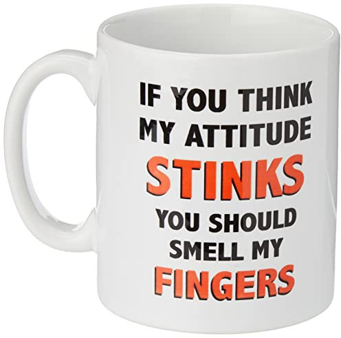 Novelty Funny Humour Coffee Mugs Attitude Stinks Fingers Rude Banter Joke Gifts Crude Secret Santa Birthday Friend Present WSDMUG1367