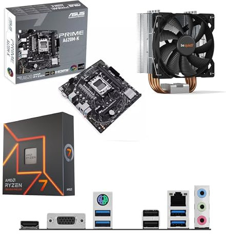 Ryzen 7 7800X3D 4.2Ghz (Turbo 5Ghz) 8 Core 16 Thread CPU, PRIME A620M-K Motherboard, BeQuiet Cooler Pre-Built Bundle NO RAM