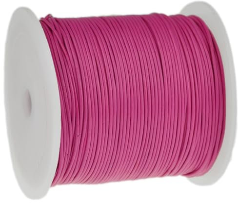 esnado Cordon rond en cuir - 1 mm - Rose - 15 m - Cuir véritable - Tannage végétal - Idéal pour la fabrication de bijoux et de bracelets, l'artisanat ou la décoration, les projets de bricolage, le