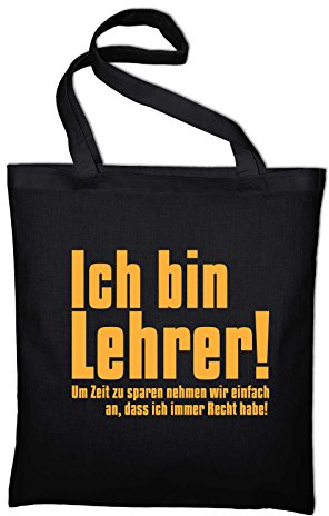 STYLETEX23 Ich Bin Lehrer Jutebeutel Baumwolltasche, schwarz