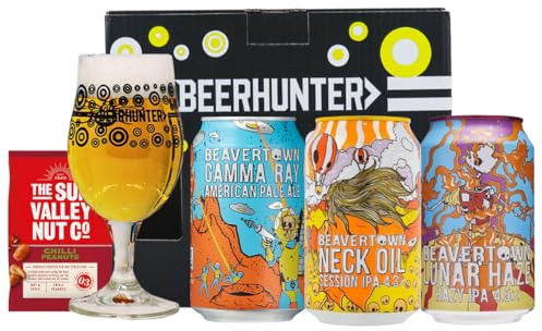 Beavertown Brewery Craft Beer Gift Set With Glass (3 x 330ml Cans) - Beer Gifts for Men and Women, 50th Birthday Gifts for Men, Mum or Dad Birthday, Christmas, Valentine's Day, Father's Day Gifts
