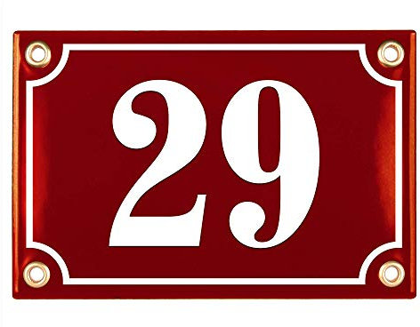 Plaque Numéro de Maison | 10x15 cm | Plaque emaillée personnalisée | Plaque Numéro de Rue | Panneau de Porte (Rouge)