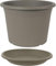MePla - Blumentopf Pflanzkübel Cylindro ø50 cm + Untersetzer ø49 cm, Taupe, wetterfest aus UV-beständigem Kunststoff