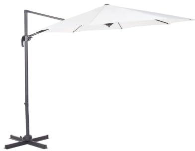 Beliani Trendy Sonnenschirm diam. 300cm helles Beige Kreuzfuß in Schwarz Polyester Savona