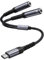 JSAUX USB C to 3.5mm Aux Dual Headphone Splitter Adapter, 2-in-1 Audio Headphone Jack Adapter Compatible with iPhone 16 Pro Max/15 Pro Max, Galaxy S24/S23 Ultra, Huawei P40, iPad Pro, Pixel-Grey